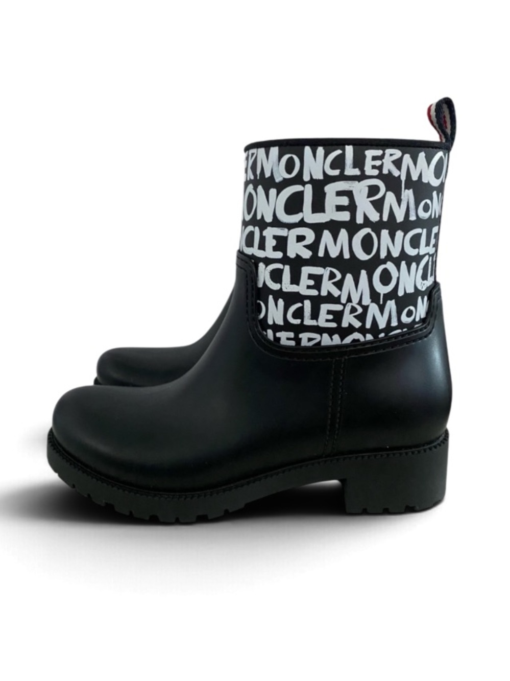 Moncler Black Ginette Logo Rain Boot